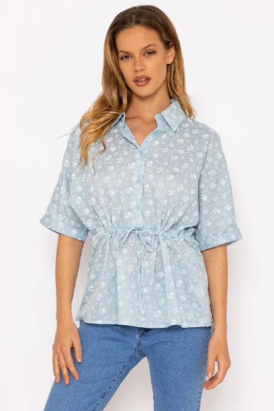 Tie Waist Blouse in Blue