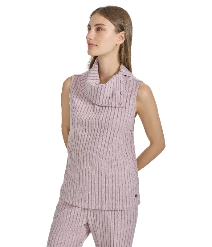 Heather Ribbed Sleeveless Turtleneck Top Bold Women's Animal Print