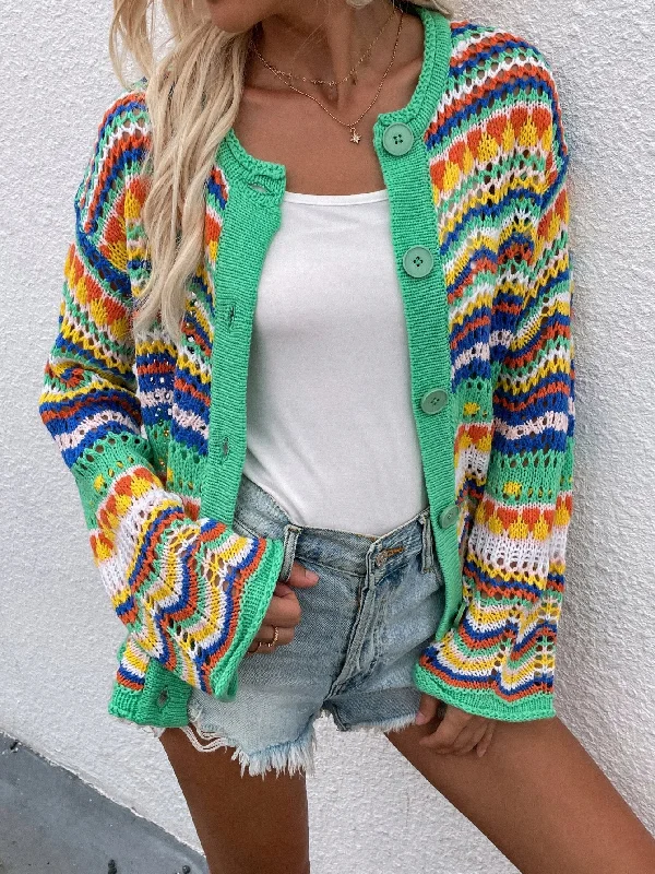 Loose Long Sleeve Striped Casual Regular Sweater Refined Women's Classic 