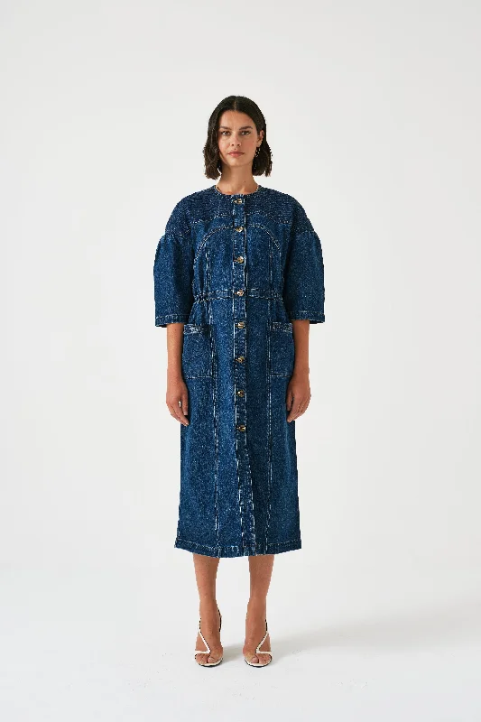 Zaha Midi Dress in Idaho Vintage Dapper Women's Bow - adorned