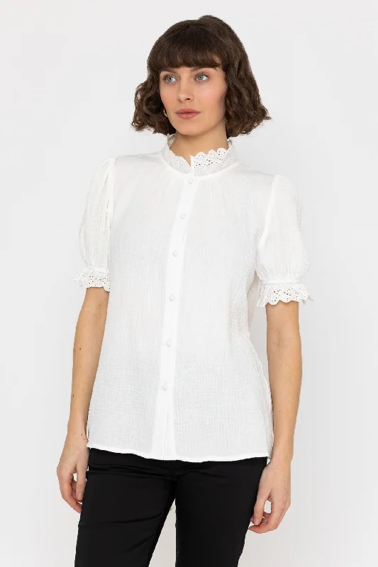 Short Sleeve Air Flow Blouse in Ivory