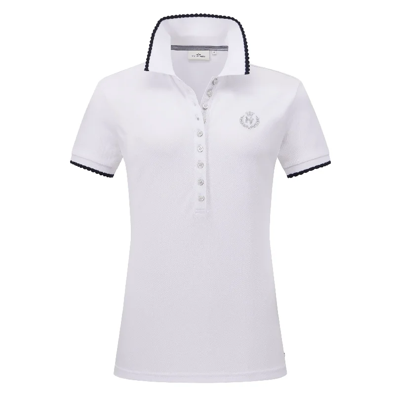 Hv Society Rhode White Short Sleeve Polo Shirt Classic Women's Pin - striped