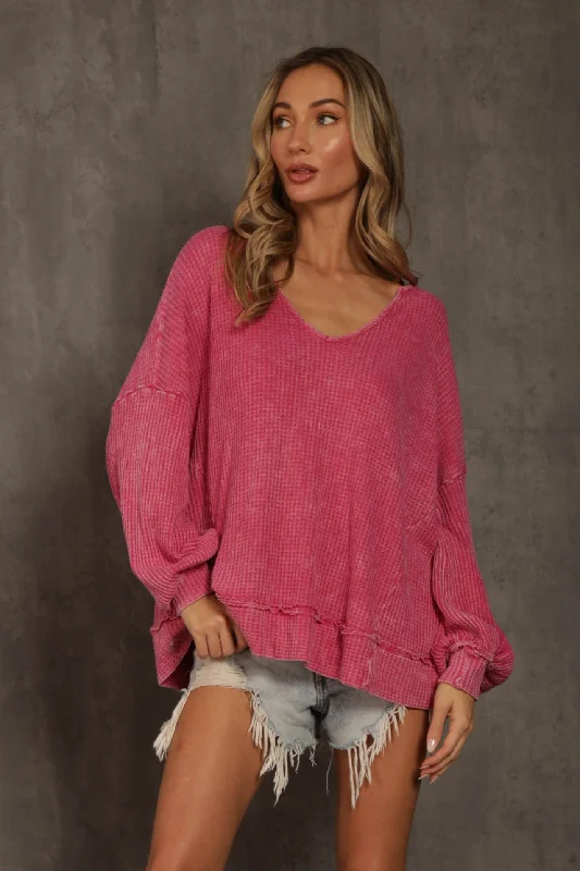 Mineral Wash Loose Top Confident Women's High - fashion
