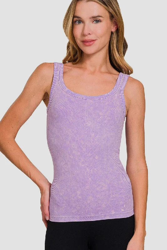 Zenana Ribbed Scoop Neck Tank Unique Women's Upcycled